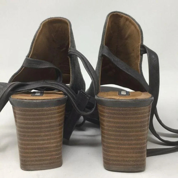 Alberto Fermani Shoes Sandals Heels Mules Lace Up Leg Italy Gray Suede 38 US 8 - Picture 14 of 16